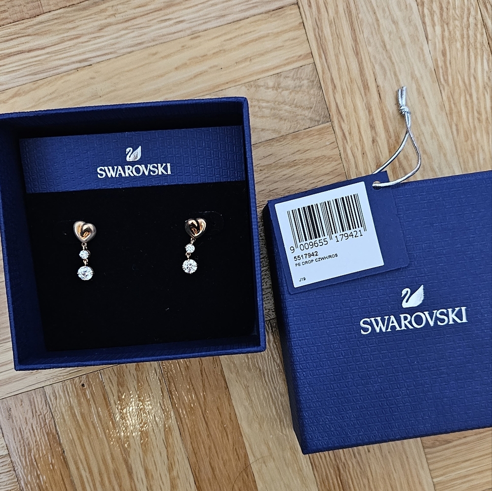 Swarovski life long - rose gold drop earrings
